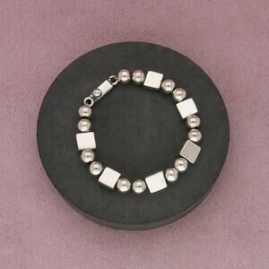 ⚡️reserved⚡️ taxco mexico sterling silver square bead bracelet size 6.25in